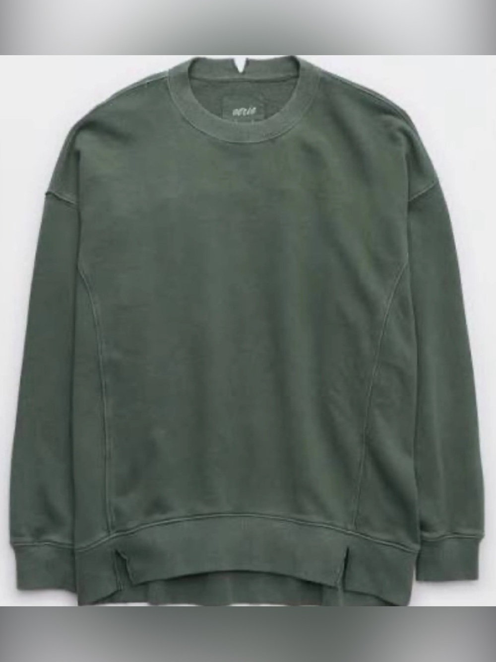 Aerie The Chill Crew Sweatshirt Size Large Green Pullover Sweater Oversized